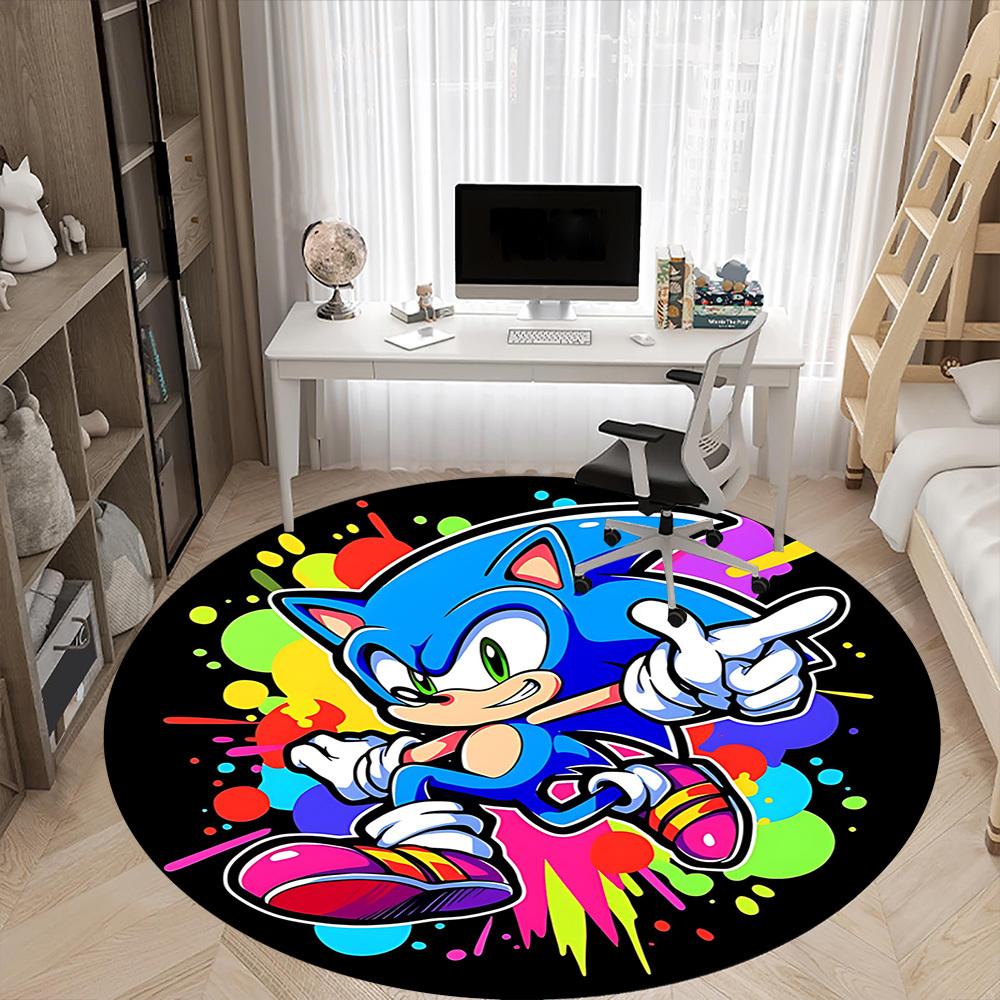 1pc Sonic Colors Office Round Area Rug, Under Office Chairs Bedroom Living Room Home Decor a0926041
