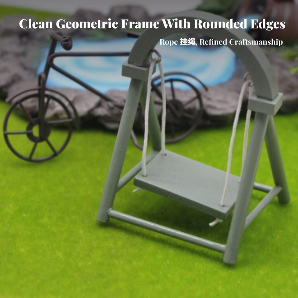 Freestanding Wooden Miniature Swing with A-Shaped Collectible Model