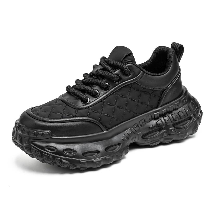 Dad Shoes Niche Autumn and Winter New Leather Thick-soled Heightening Shoes Retro Casual Sports Shoes