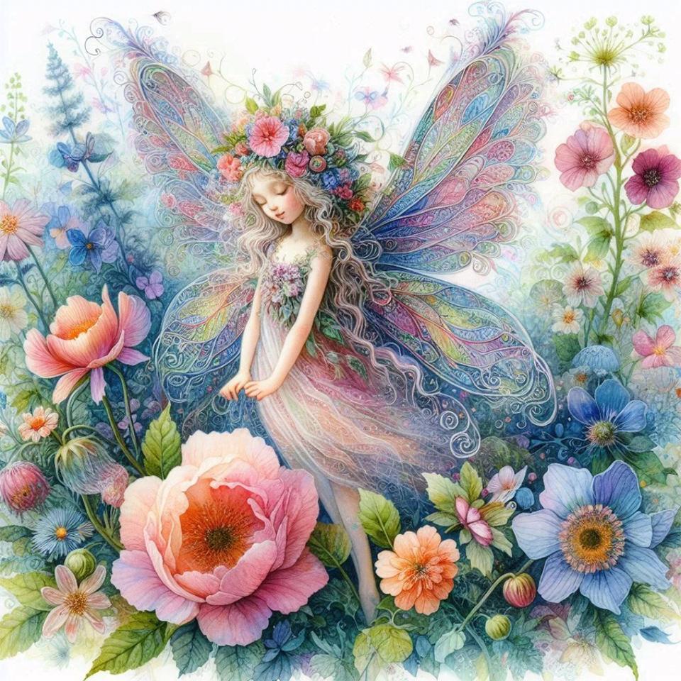 Dreamy Butterfly Elf e Animal Flower Fairy 5D Full Circle Diamond Painting DIY Diamante Mosaic Bordado Cruz Bordado