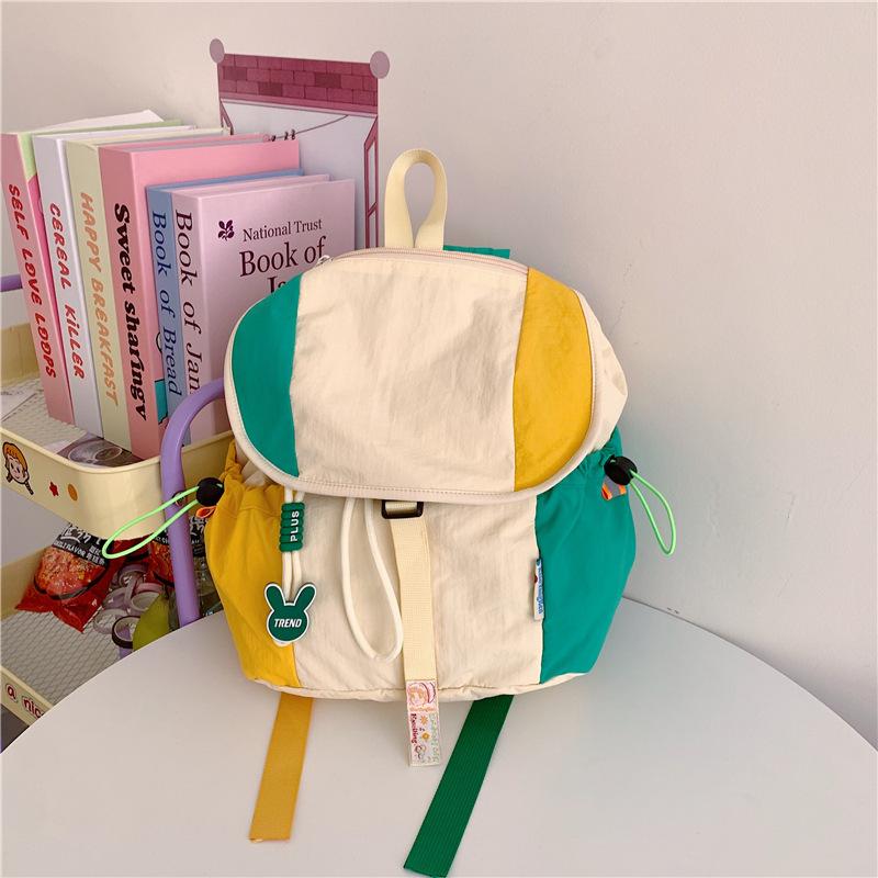 

College Student Schoolbag - Dopamine Cute Girl Backpack - Large Capacity Travel Double Shoulder Bag With pendant світло-жовтого кольору