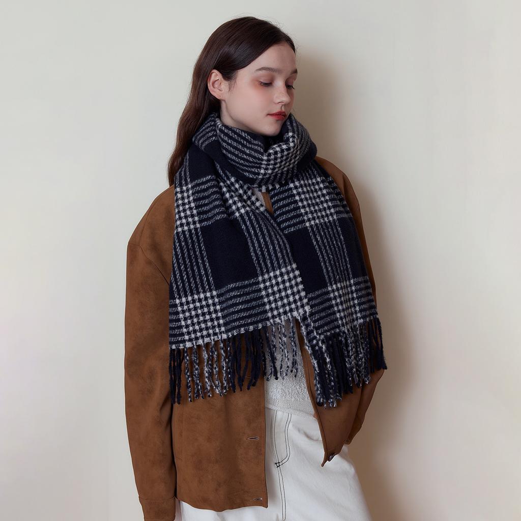 Retro British Plaid Imitation Cashmere Scarf Women's Shawl Autumn and Winter Warm Scarf