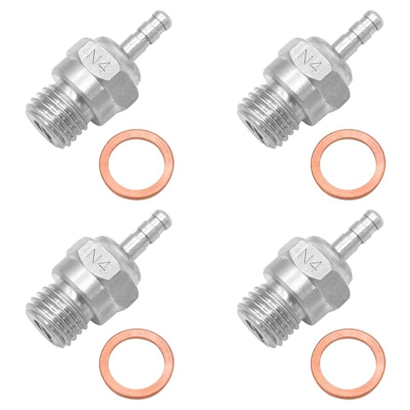 

BAAU 4Pcs Hot Glow Plug N4 Spark Nitro Engine Replacement OS For HSP HPI Redcat 1/8 1/10 RC Car Truck