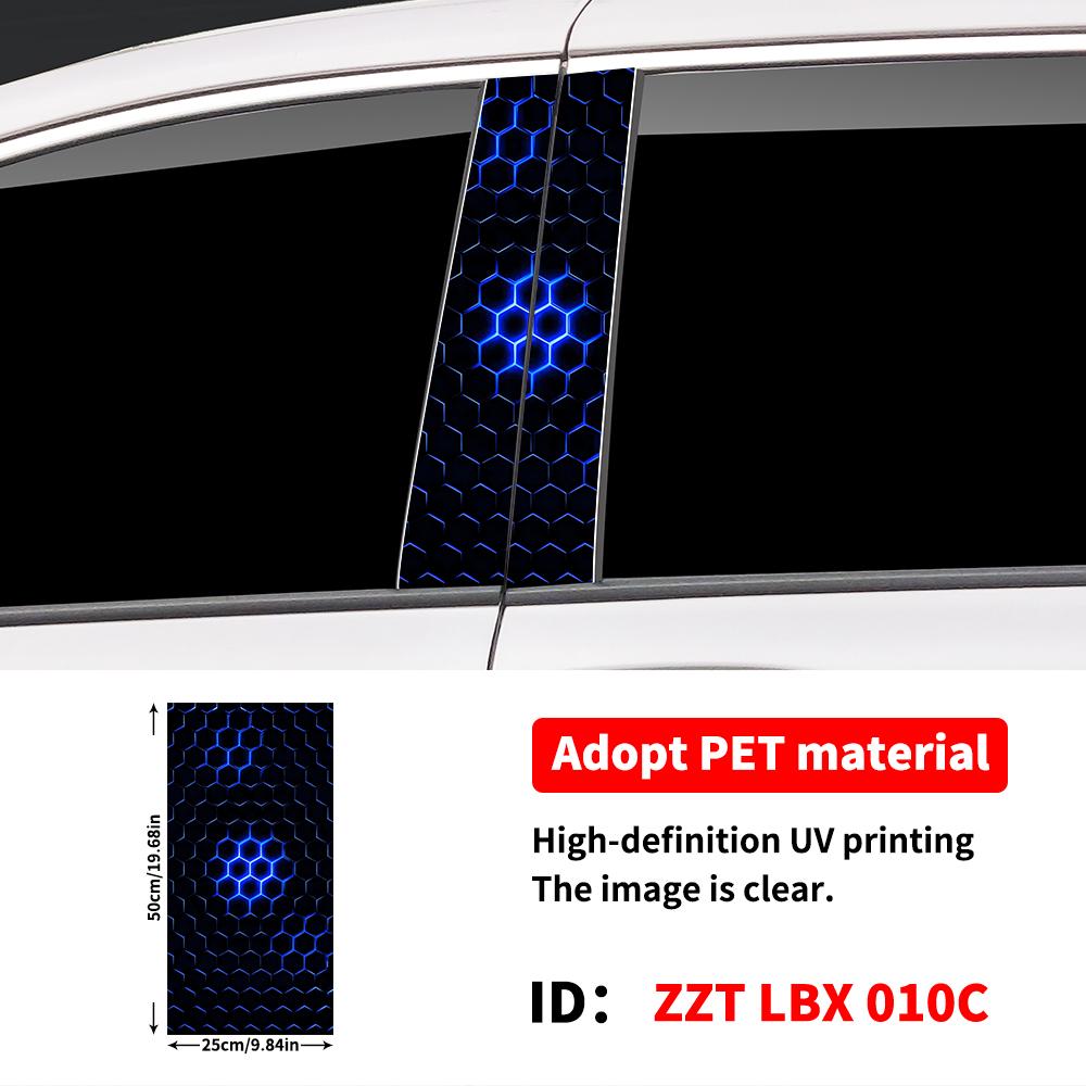 

Fashion Honeycomb Pattern Car Sticker Auto B Pillar Waterproof Decoration Cover Scratches Sunscreen Car Door Pillar Vinyl Decal 1pcs