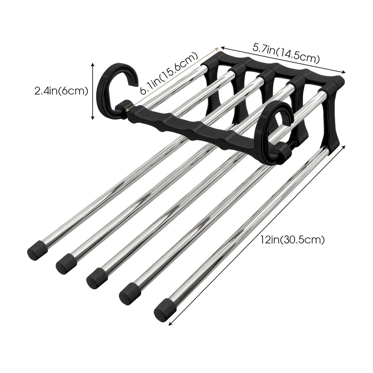 

1PC Magic Trouser Rack Hangers Stainless Steel Folding Pant Rack Tie Hanger Shelves Bedroom Closet Organizer Wardrobe Storage M чёрный