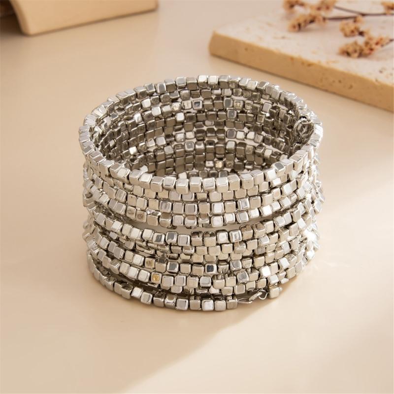 Contemporary Square CCB Bracelet Geometric Artisanal Design Sturdy Wear Resistant Jewelry For Modern Fashion Lovers