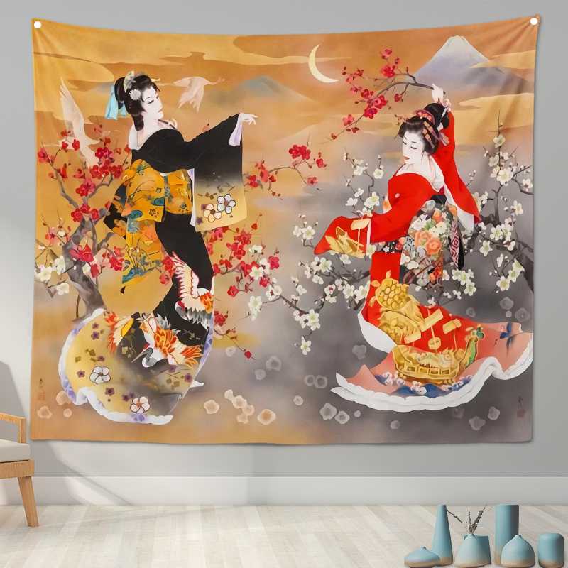 Ukiyo-e Japanese Print Tapestry Wall Cloth Cushion Bedroom Hanging Home Decoration Living Room Background Cloth Tapiz