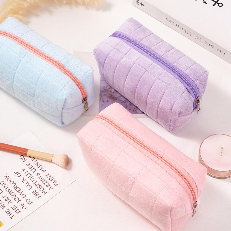 Luxurious Suede Cosmetic Bag with Large Capacity, Portable and Stylish Design