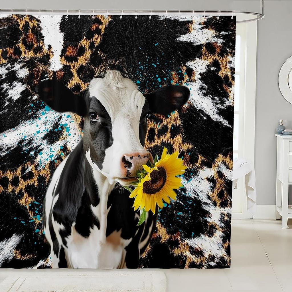 Cat Shower Curtain,Colorful Floral Bathroom Curtain,Kids Girls Boys Adult Cute Pet Animals Waterproof Fabrics Blue Sky Bathtub