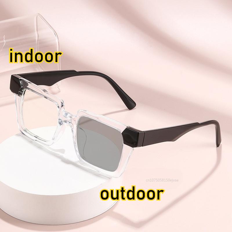 Vintage Photochromic Myopia Glasses Tortoiseshell Square Glasses Women Men Oversized Large Myopia Glasses  Miopes 0 To -4.0