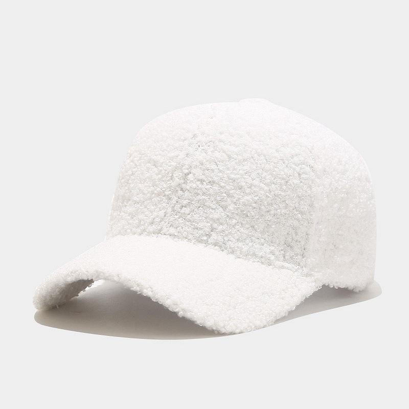 Autumn and Winter Men's and Women's Caps Thickened Warm Lamb Wool Caps Solid Color Outdoor Baseball Caps