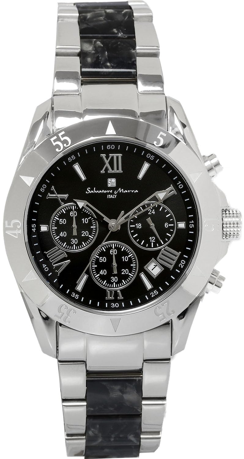 

[Salvatore Mara] Salvatore Marra Watch Men s Chronograph Acetate Combination Belt 20th Anniversary Limited Model Brand Ranking Watch Gift