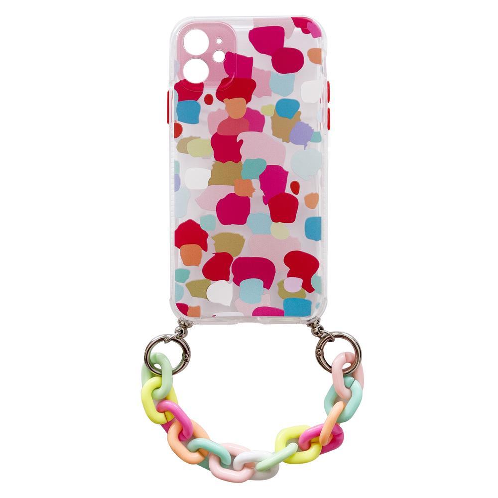 Multicolor Flexible Gel Case with Chain Lanyard for iPhone XS/X
