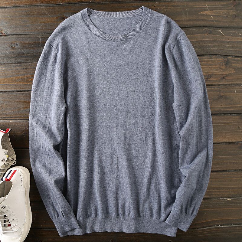 

Soft and Delicate! Japanese Style OEM Goods Goods! Export Cut Label Men Autumn and Winter Thin round Neck Knitting Bottoming Shirt Sweater Good Luck Orchid 4XL