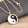 Nidin Fashion Enamel Tai Ji Yin Yang Necklace for Women Men Classic 4 Colors Round Pendant Jewelry Party Friendship Gift