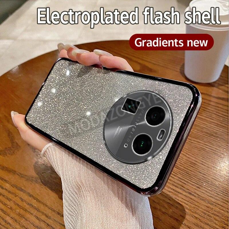 For OPPO Find X6 Case Electroplating Soft Glitter TPU Cell Phone Back Cover OPPO FindX6 Phone Casing For Girl Woman