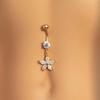 Alloy Rhinestone Piercing Belly Dangled Design Shiny Apricot Blossom Navel Jewelry Detachable Waterproof