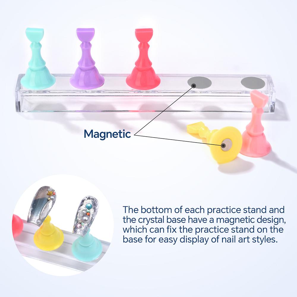 5 Stück/Packung Schach Magnetischer Nagelhalter Set Gel Lack Präsentationsständer Werkzeuge Falschnagelspitze Übungs-Präsentationsständer Nagelkunst-Übung