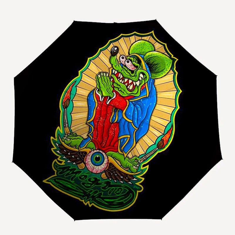 

1pc Rat finks Automatic Opening/Closing Umbrella with Convenient Three-Fold Design, 8 Iron Ribs - for Outdoor Daily UseA02