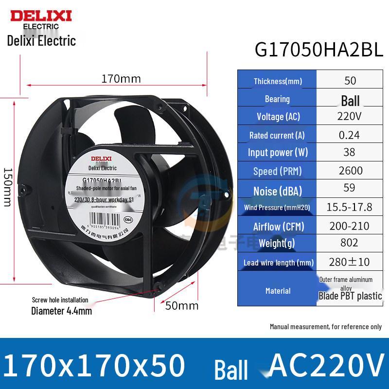 Delixi Axiallüfter 220V für Industrieschränke und Schweißmaschinen, 24V DC Kühlventilator.