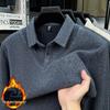 Men's 2025 Winter Knit Sweater with Shirt Collar - Plus Velvet, Thick, Warm, Long Sleeve, Fake Two-Piece Design for Middle-Aged