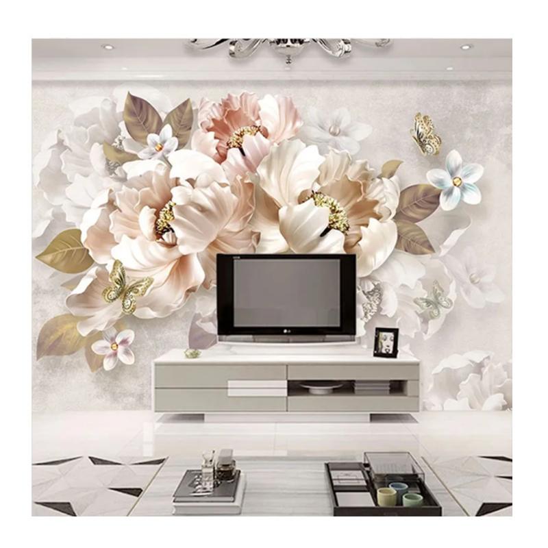 

Mural 3D Stereoscopic Relief Jewelry Flower Butterfly Wall paper TV Background Wallpaper Bedroom Living Room Modern Wall Mural 200 cm(W) x 140 cm(H)