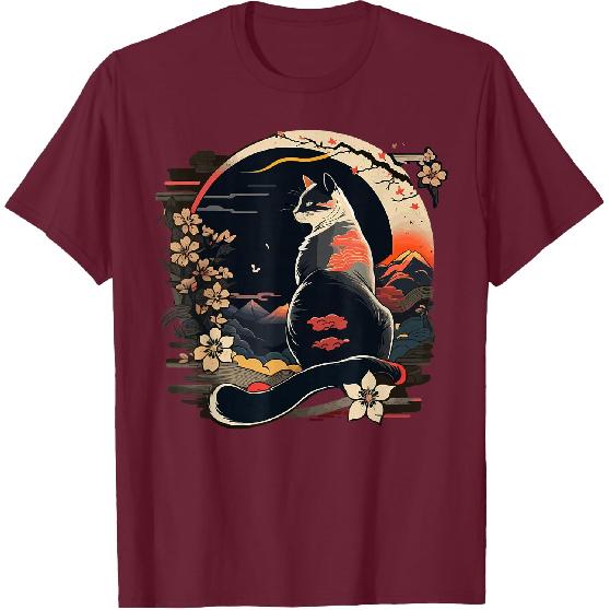 Kawaii Cat Anime Japanese Retro Men Funny Cat T-Shirt