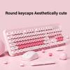Wireless Cute Keyboard and Mouse 104 Keys Typewriter  Retro Round Keycaps Keyboard for PC Laptop Desktop Wireless Keyboard