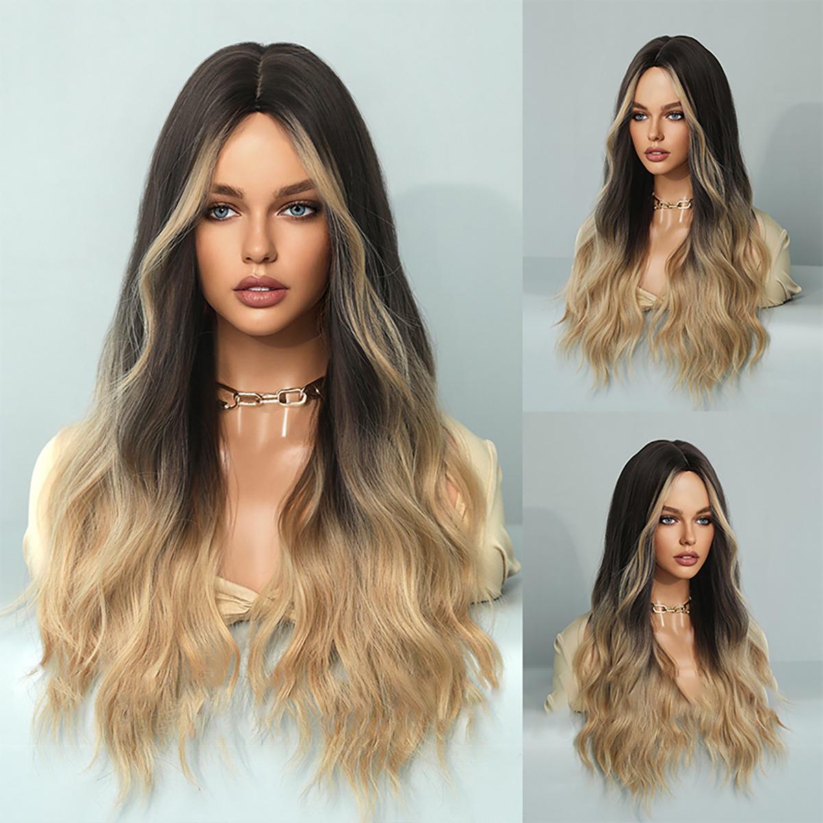 

Женские волосы 75 см, искусственные волосы, длинные вьющиеся волосы, длинные волосы, розовые волосы, сетка для волос, полный головной убор, натуральный и реалистичный парик 75cm30INCH коричневый/чёрный