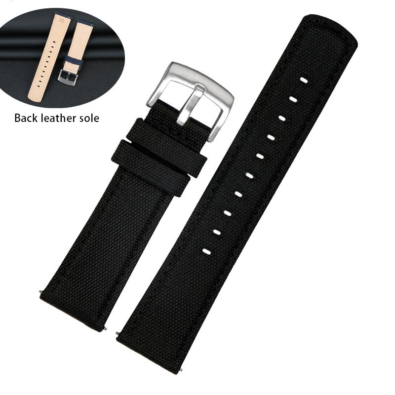 

20mm 21mm 22mm Woven Nylon Cowhide Bottom Watchband Strap for Tissot T116 Seiko No. 5 SSB373P1 Mido /For CASIO Male Bracelet 20mm