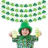 St Patricks Day Decorations 4PCS Felt Shamrock Garland Banner - NO DIY Shamrock Clover Garland Banner for St Patricks Day Decor - Dark Green Light