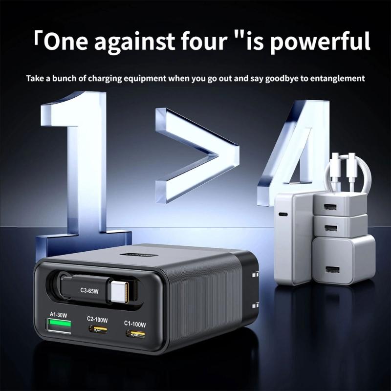 100W Wall Charger Charging Block Including Flexible USB C Cord And 3 Outputs Universal Power Supply Lightweighted