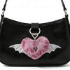 Unique Y2K Themed Fuzzy Keychain With Winged Heart Charm Delicate Keyrings Pendant Accessory For Bags And Keys