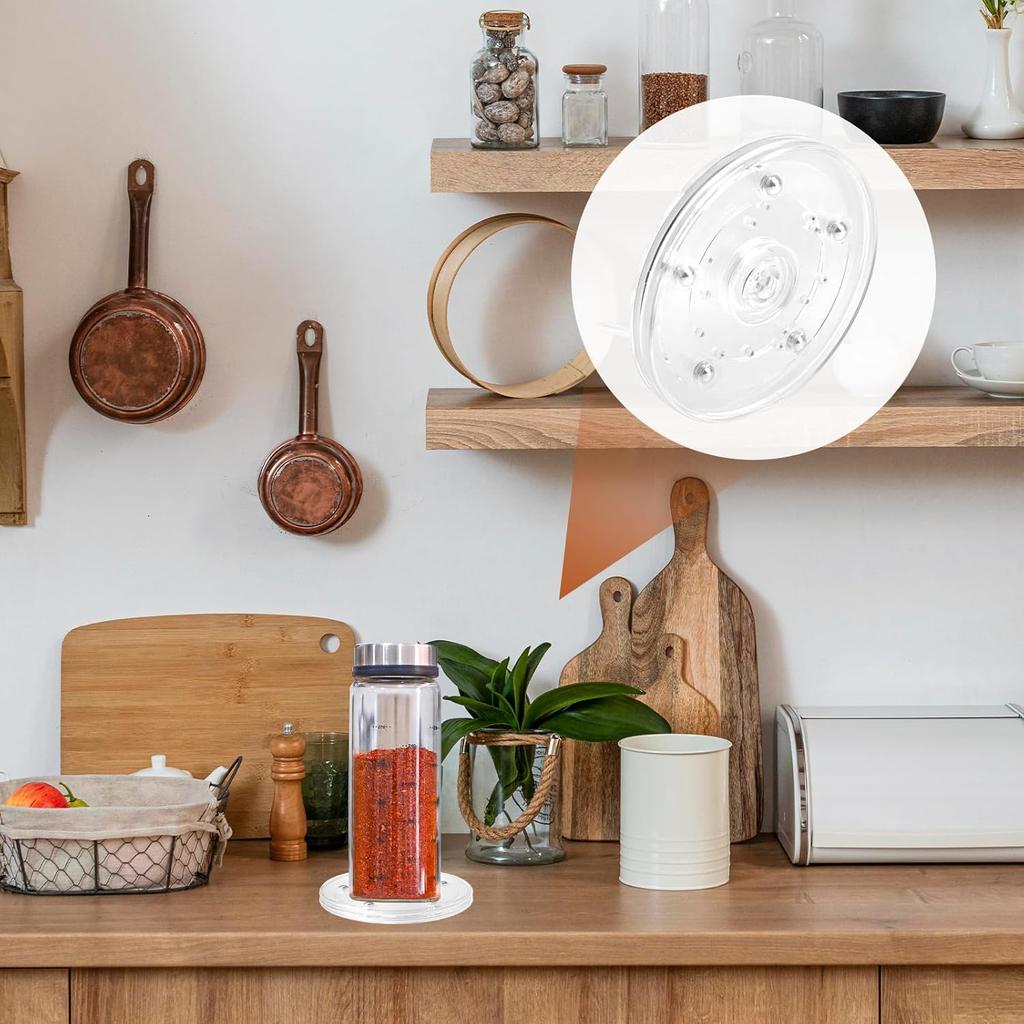 4 Inch Turntable Acrylic Mini Turntable Organizer, Cookie Turntable Clear Ball Bearing Rotating Tray Small Turntable for Table Rack Computer Monitor