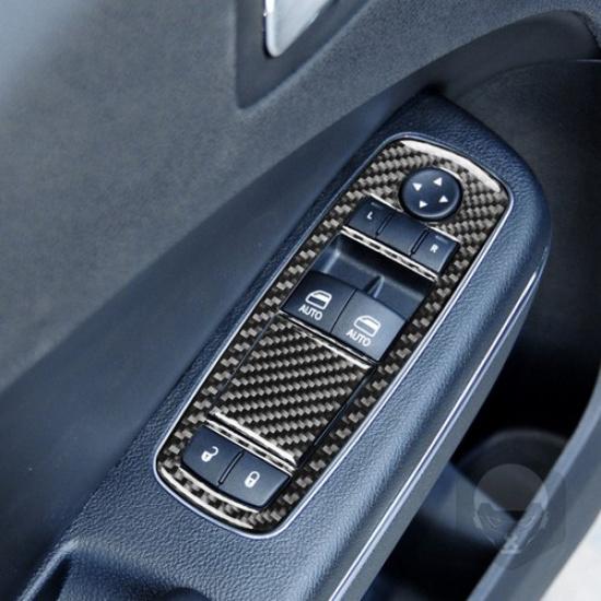 5 Stück Karbonfaser Innenfenster-Bedienfeldverkleidung Zierleiste für Dodge Charger