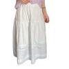 White Spring 2026 Korean Style Slimming Midi Skirt with Hollowed Hem