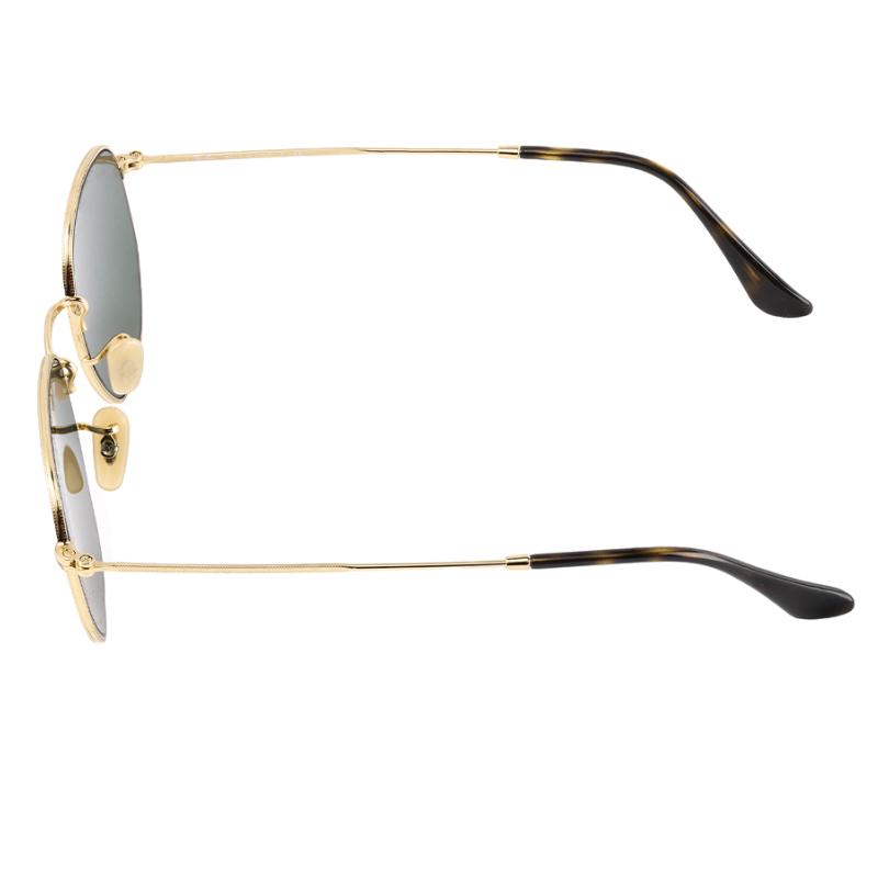 Ray-Ban Full Frame Round Polarized Sunglasses Unisex Gold Edge Dark Green Lenses 51mm