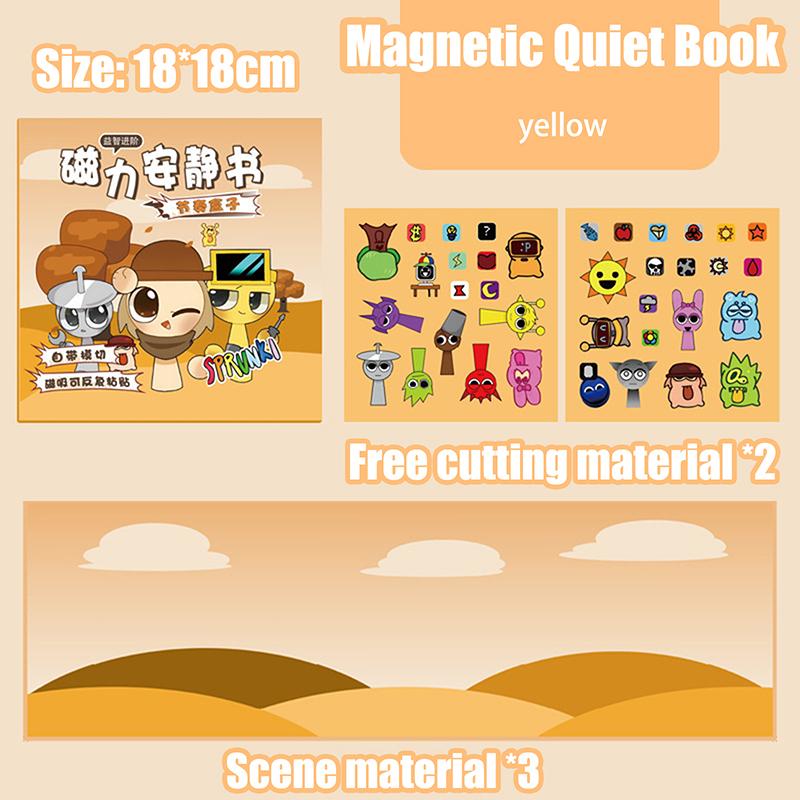 1 Set Children Diy Handmade Cut Paper Book Sprunki Incrediblebox 18Cm Large Magnetic Quiet Book Magnetic Toy Birthday Gift