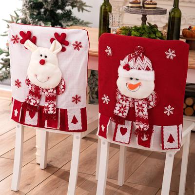 Christmas Chair Cover Snowman Santa Claus Elk Deer Chair Cover Christmas Table Decoration Dining Chair Cover Xmas Party Supplies