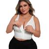 Plus Size Women's Sexy Deep V Lace See-through Bra With Center Front Zipper And Beautiful Back Push-up Adjustable Bra