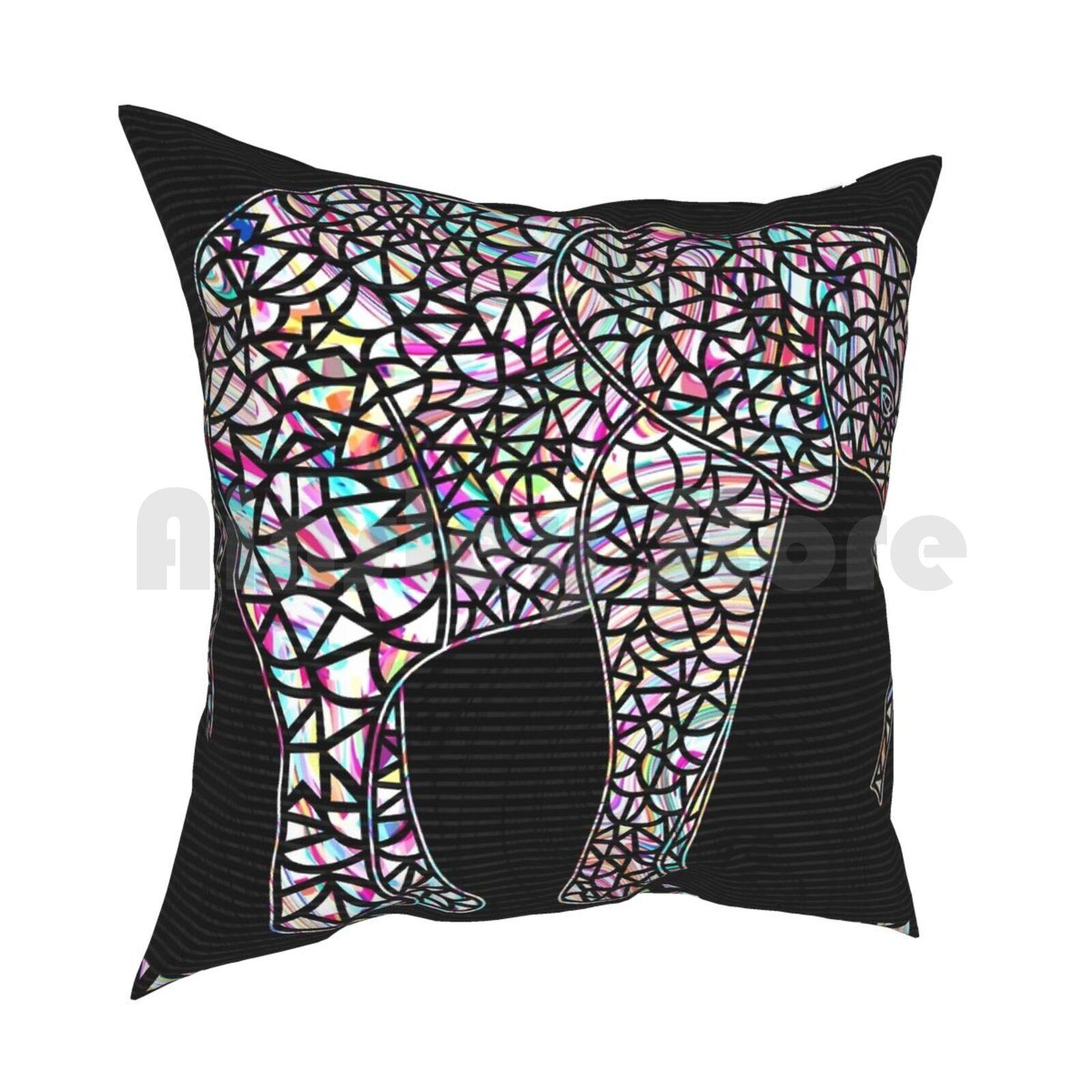 Elephant Pillow Case Printed Home Soft Throw Pillow Elephant Black Animals Wild 30x30cm 12x12in