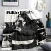 1 ks Flanelová deka s potiskem Billie Eilish, Vysoká kvalita, Pro všechna roční období, Domácí dekorace, Teplo a pohodlí, Perfektní jako vánoční dárky