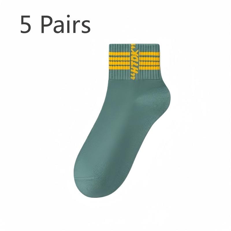 

5 пар мужских дезодорирующих коротких носков из чистого хлопка на весну и осень для молодежи 5 Pairs зелёный