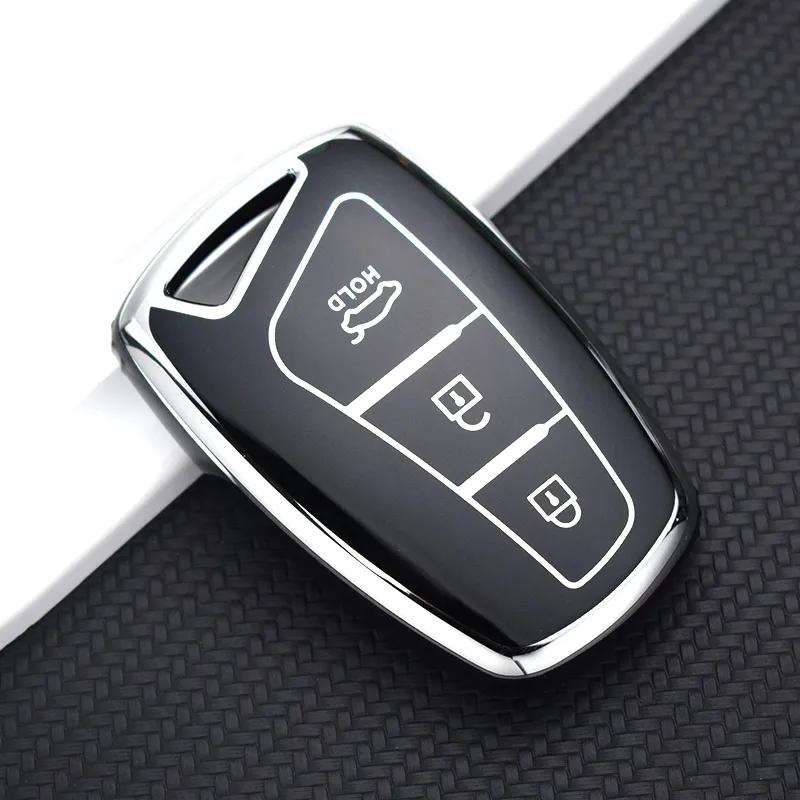 3/4 Tasten TPU Autoschlüsseletui Shell Cover Fob für Hyundai Santa Fe Sport Ix45 Equus Centennial Genesis G80 Grandeur Azera Schutzzubehör