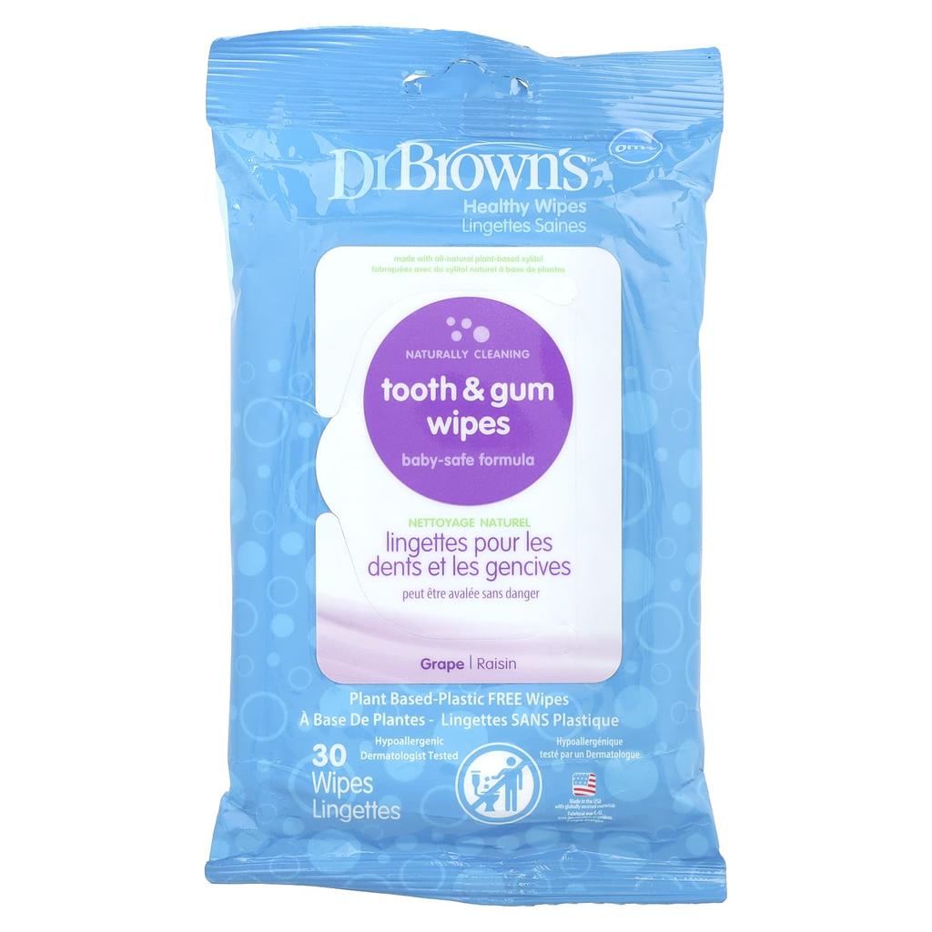 Dr. Brown'S, Tooth & Gum Tissues, Grape, 30 Sheets