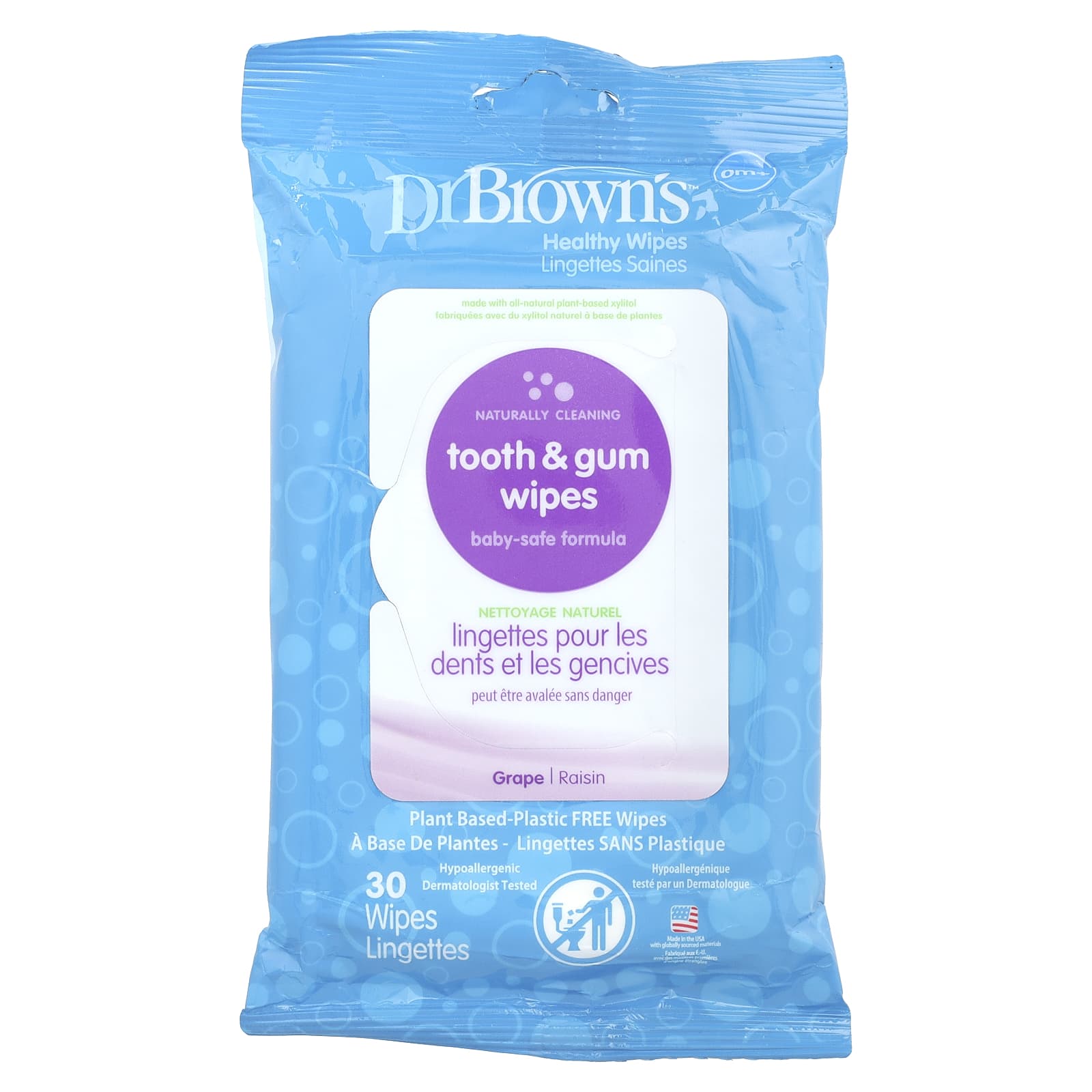 

Dr. Brown S, Tooth & Gum Tissues, Grape, 30 Sheets