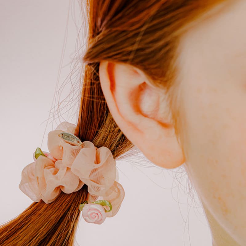 Mellotory Mini Rose See-through Scrunchie (light Pink)
