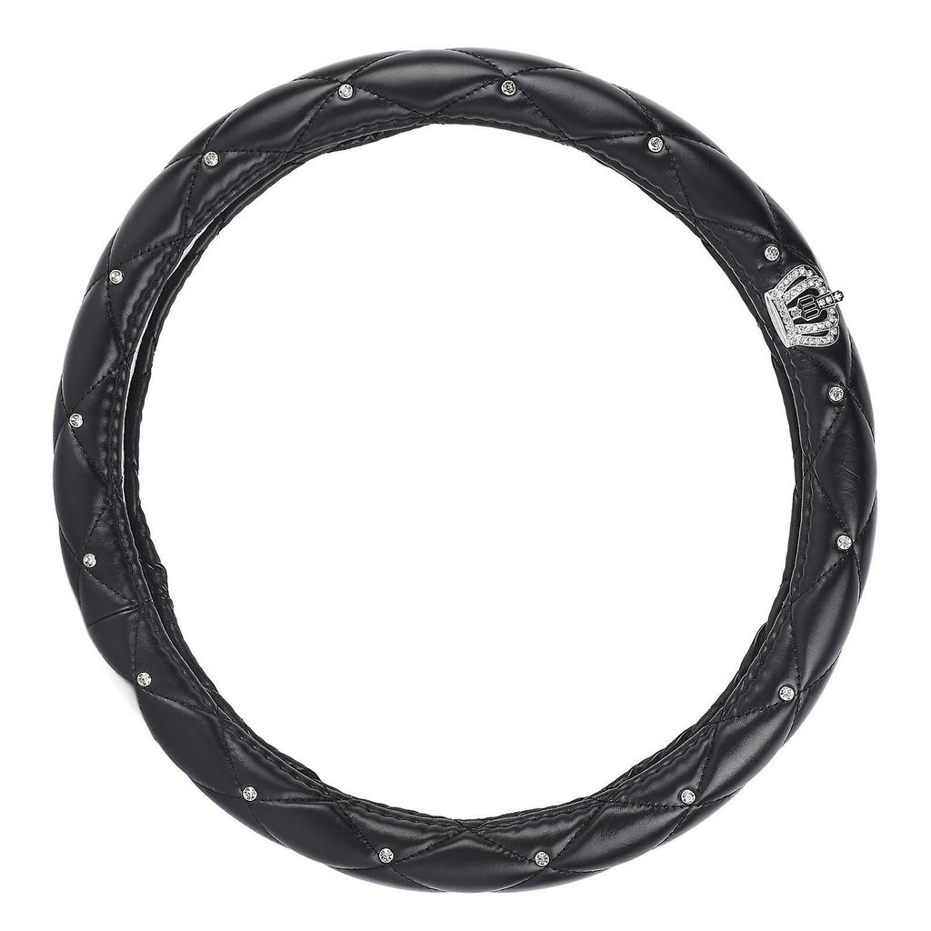 Car Steering Wheel Cover Black Crown Crystal Style Anti Slip Steering Wheel Protector for 38cm Steering Wheel
