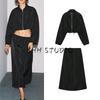 Lapel Long Sleeves Short Outwear 8481065 Mid-Waist Technology Effect Midi Skirt Skirt 8575065