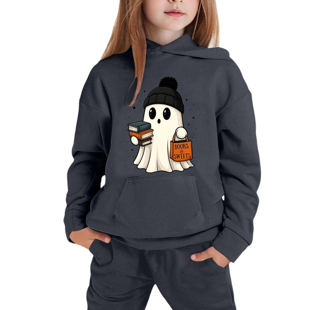 Kids Halloween Hoodie with Ghost Print Long Sleeve Pullover Sweatshirt for Boys and Girls Soft Comfortable Casual Top